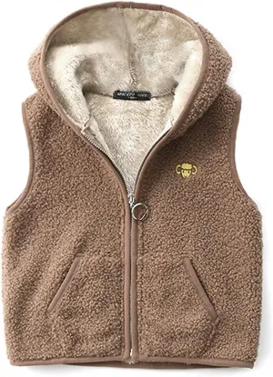 Happy Cherry Kids Fleece Winter Vest Hooded Warm Cotton Jacket Fall Outwear for Boys Girls