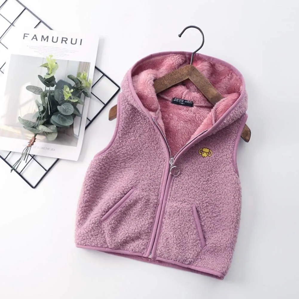 Happy Cherry Kids Fleece Winter Vest Hooded Warm Cotton Jacket Fall Outwear for Boys Girls