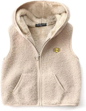 Happy Cherry Kids Fleece Winter Vest Hooded Warm Cotton Jacket Fall Outwear for Boys Girls