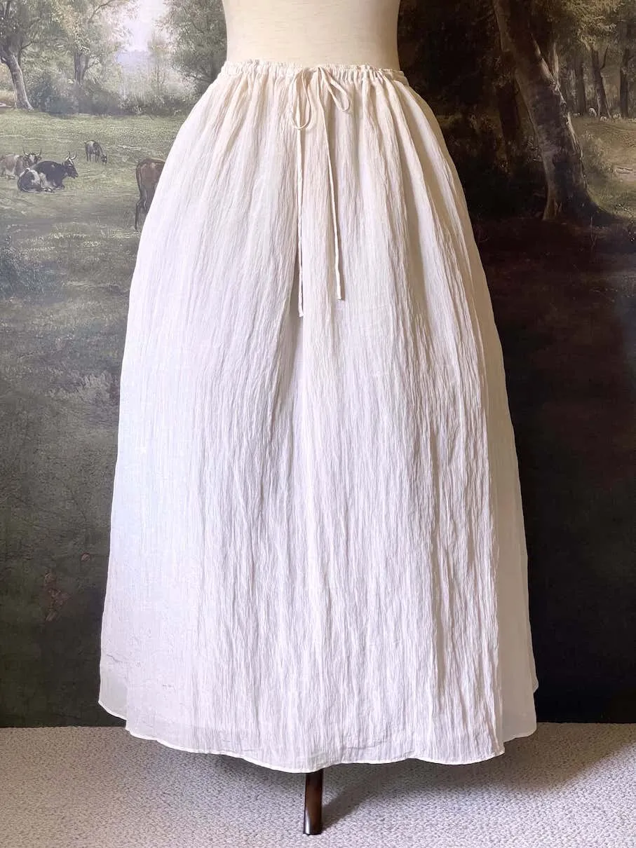 Historically Inspired Drawstring Maxi Skirt in Cream - Size M-XL