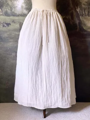 Historically Inspired Drawstring Maxi Skirt in Cream - Size M-XL