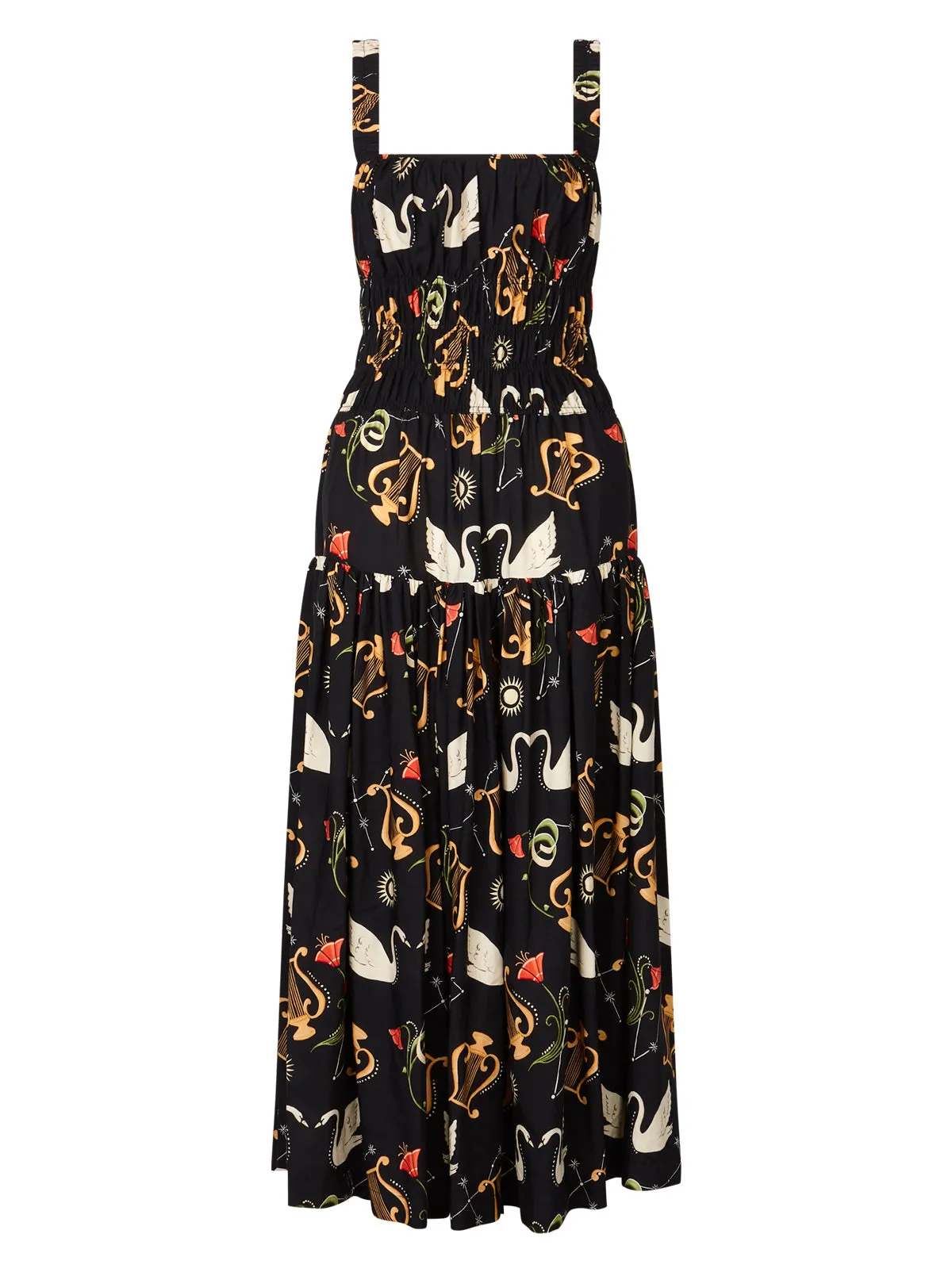 Isobel Black Cygnus And Lyra Print Midi Dress