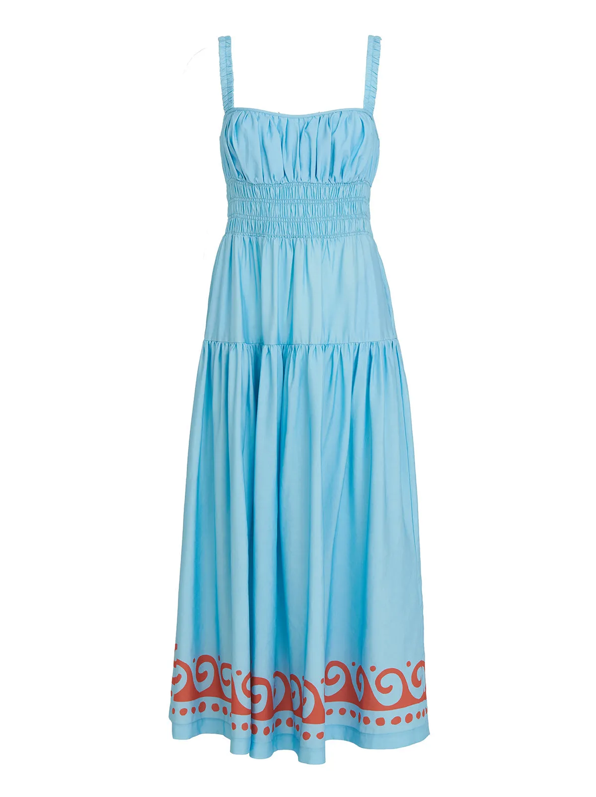 Isobel Blue Wave Print Midi Dress