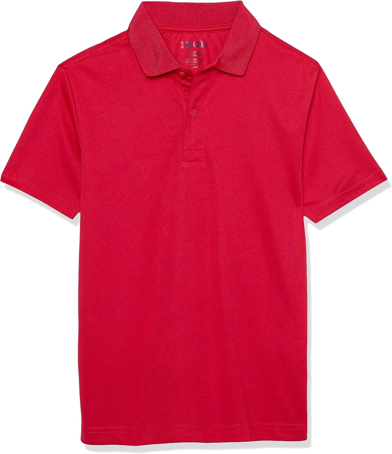 IZOD Boys' School Uniform Short Sleeve Polo Shirt, Button Closure, Moisture Wicking Performance Material