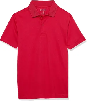 IZOD Boys' School Uniform Short Sleeve Polo Shirt, Button Closure, Moisture Wicking Performance Material