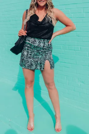 Jenesis Satin Zebra Print Mini Skirt