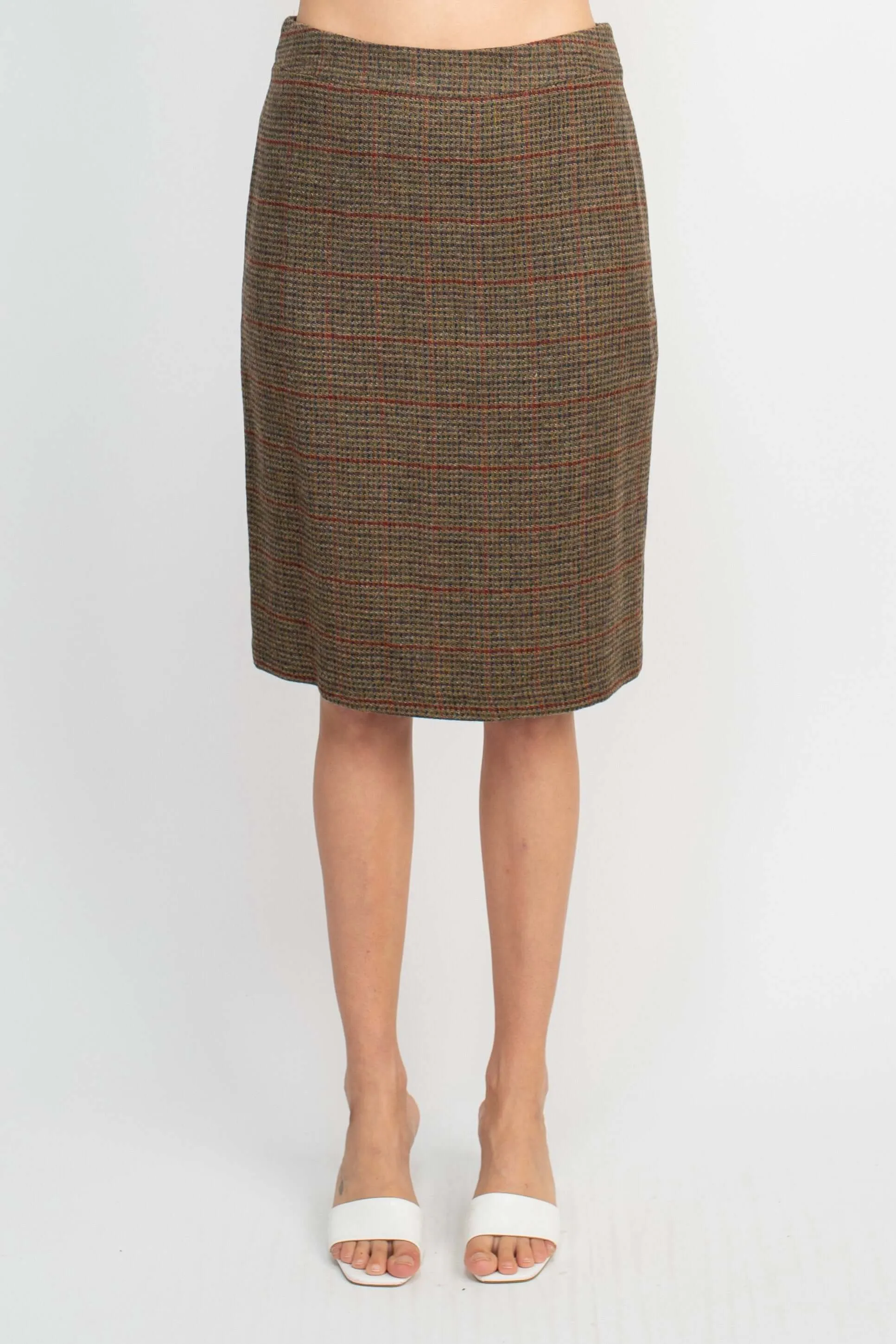 John Meyer Collection Crew Neck Long Sleeve Pockets Hook Closure 2 Piece Set Wool Skirt Set