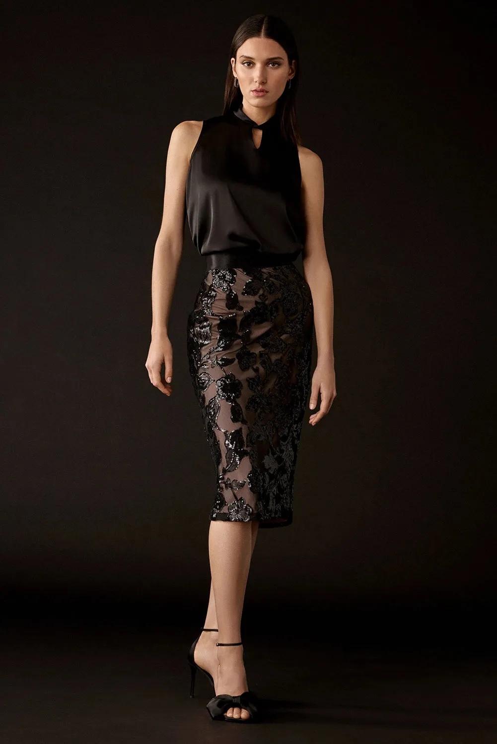 JOSEPH RIBKOFF | Novelty Sequins Pull-On Skirt 243710