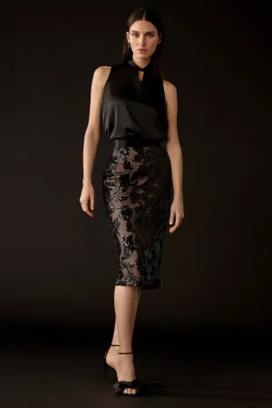 JOSEPH RIBKOFF | Novelty Sequins Pull-On Skirt 243710