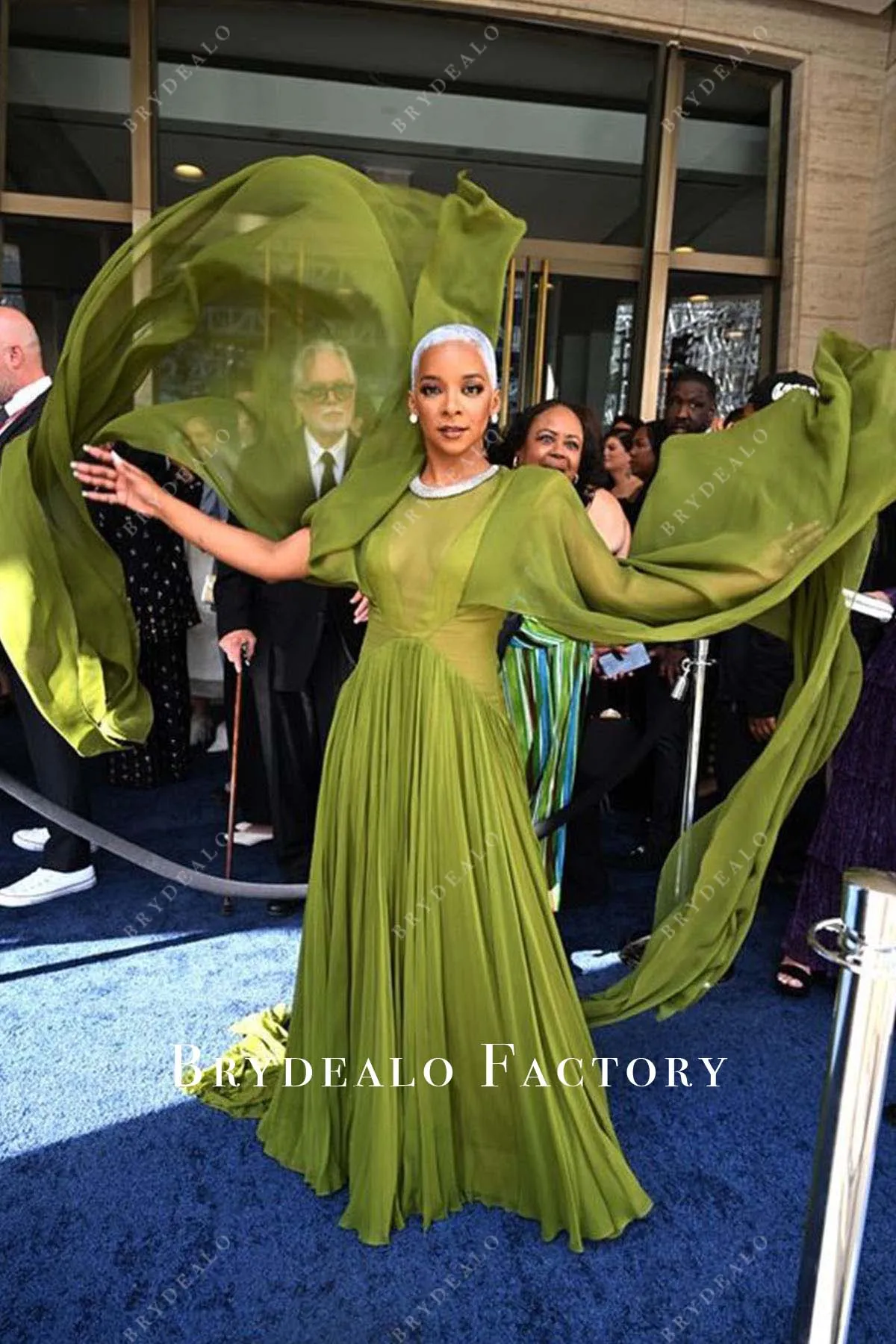 Kara Young 2024 Tony Awards Moss Chiffon Cape Dress