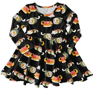 Kitty Rolls Long Sleeve Twirl Dress