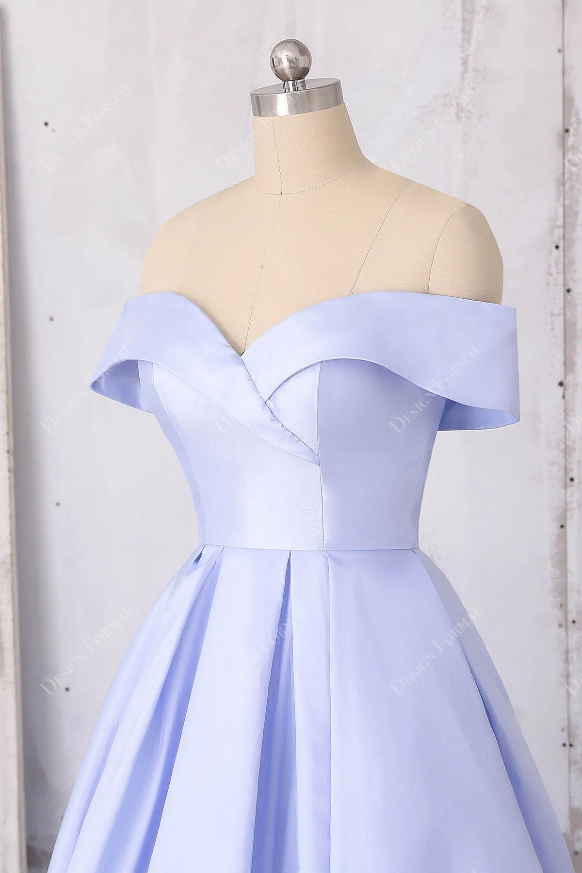 Lavender Satin Off-shoulder Thigh High Slit Elegant Evening Prom Dress