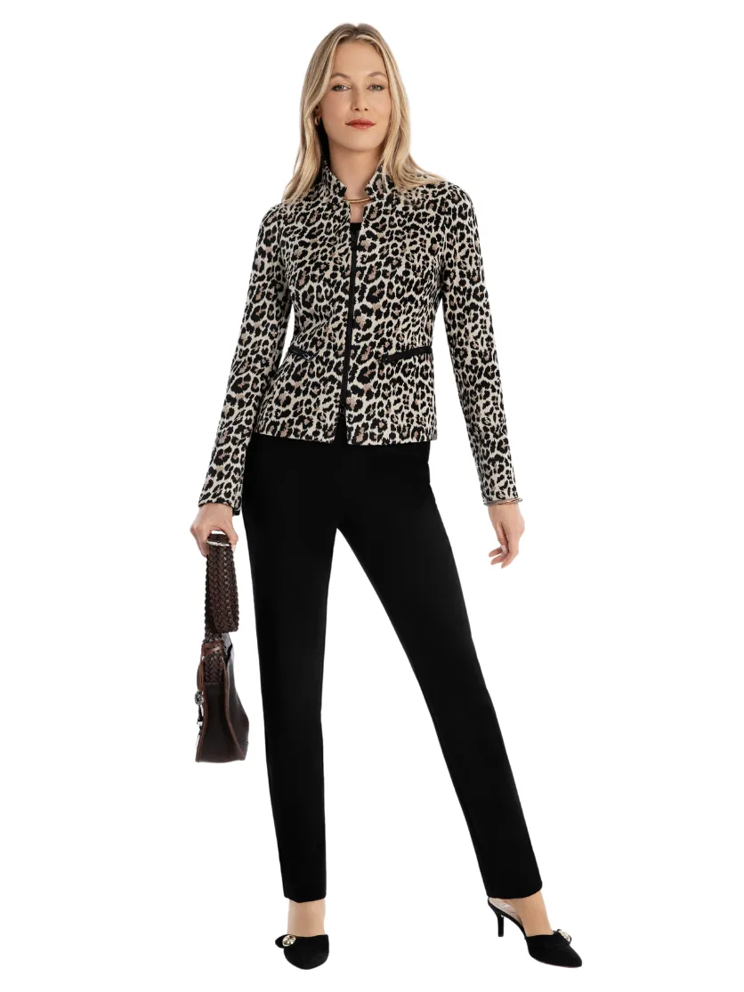 Leopard Knit Zip Front Suzanne