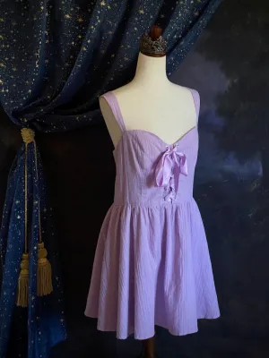 Medieval Fantasy Corset-Laced Mini Dress in Lavender - Size XL-XXL