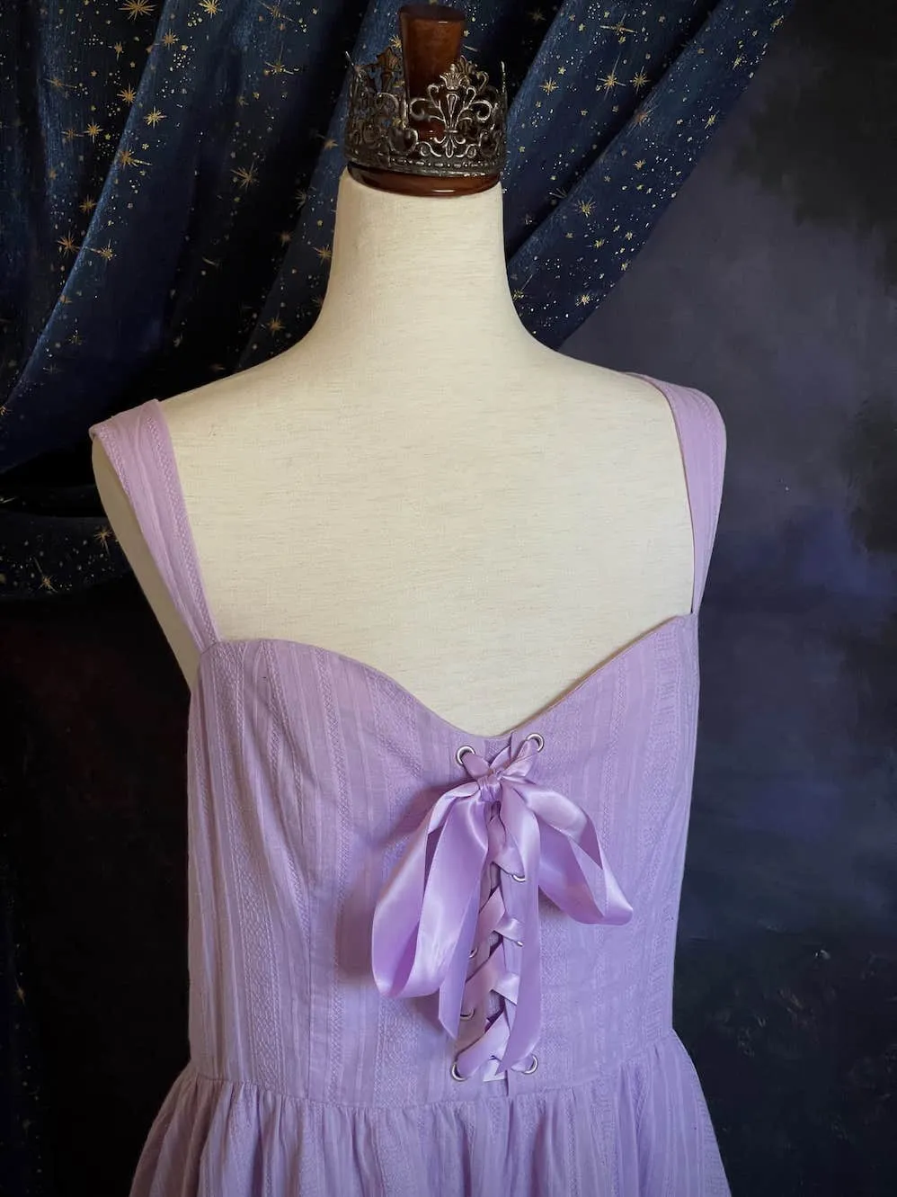 Medieval Fantasy Corset-Laced Mini Dress in Lavender - Size XL-XXL