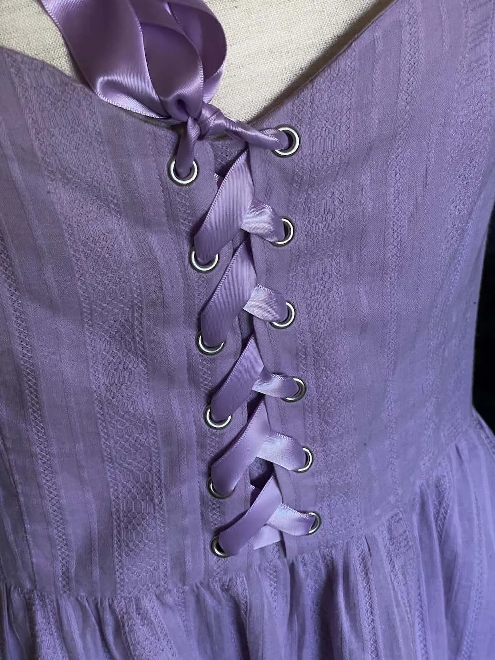 Medieval Fantasy Corset-Laced Mini Dress in Lavender - Size XL-XXL