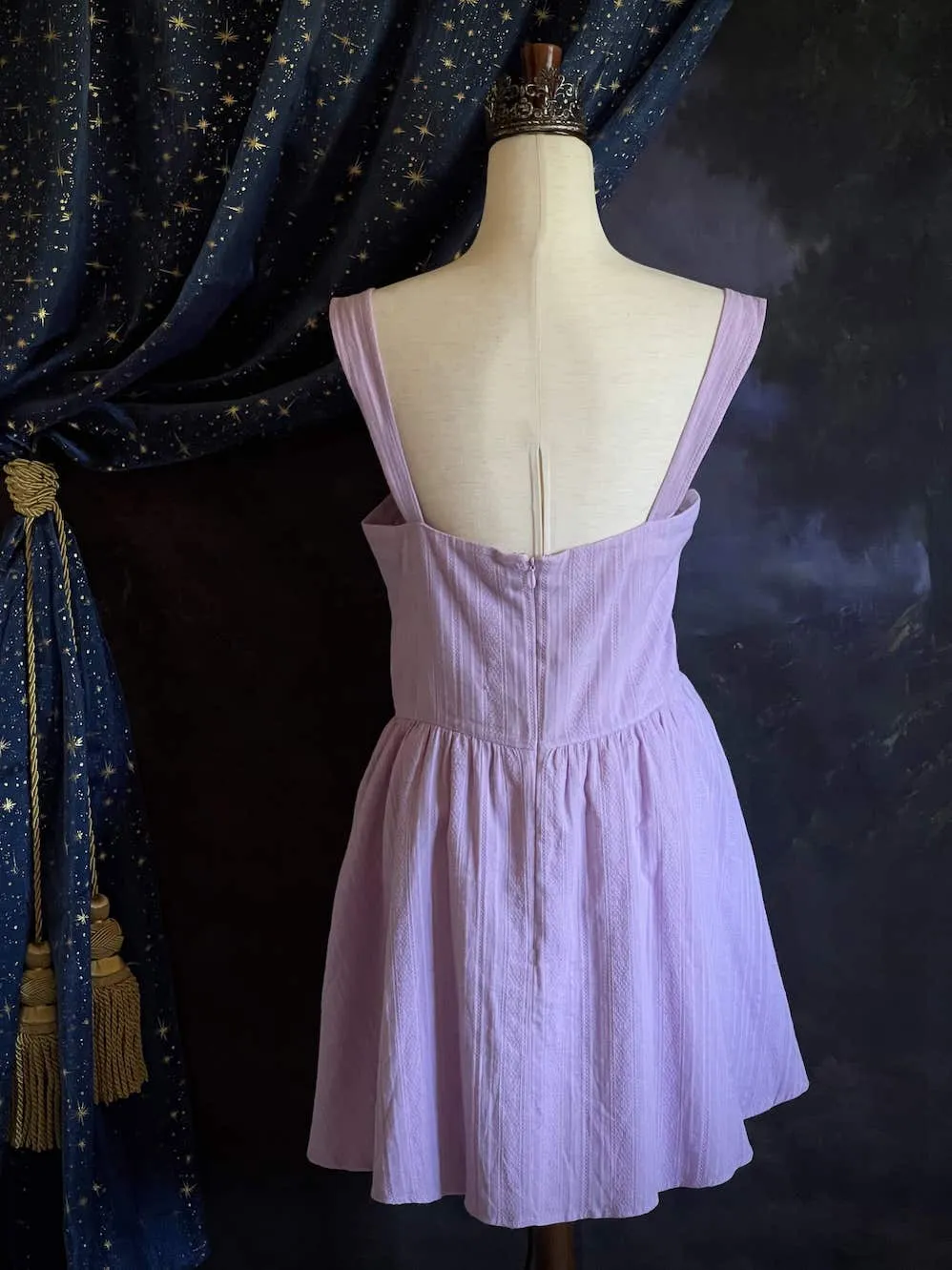 Medieval Fantasy Corset-Laced Mini Dress in Lavender - Size XL-XXL