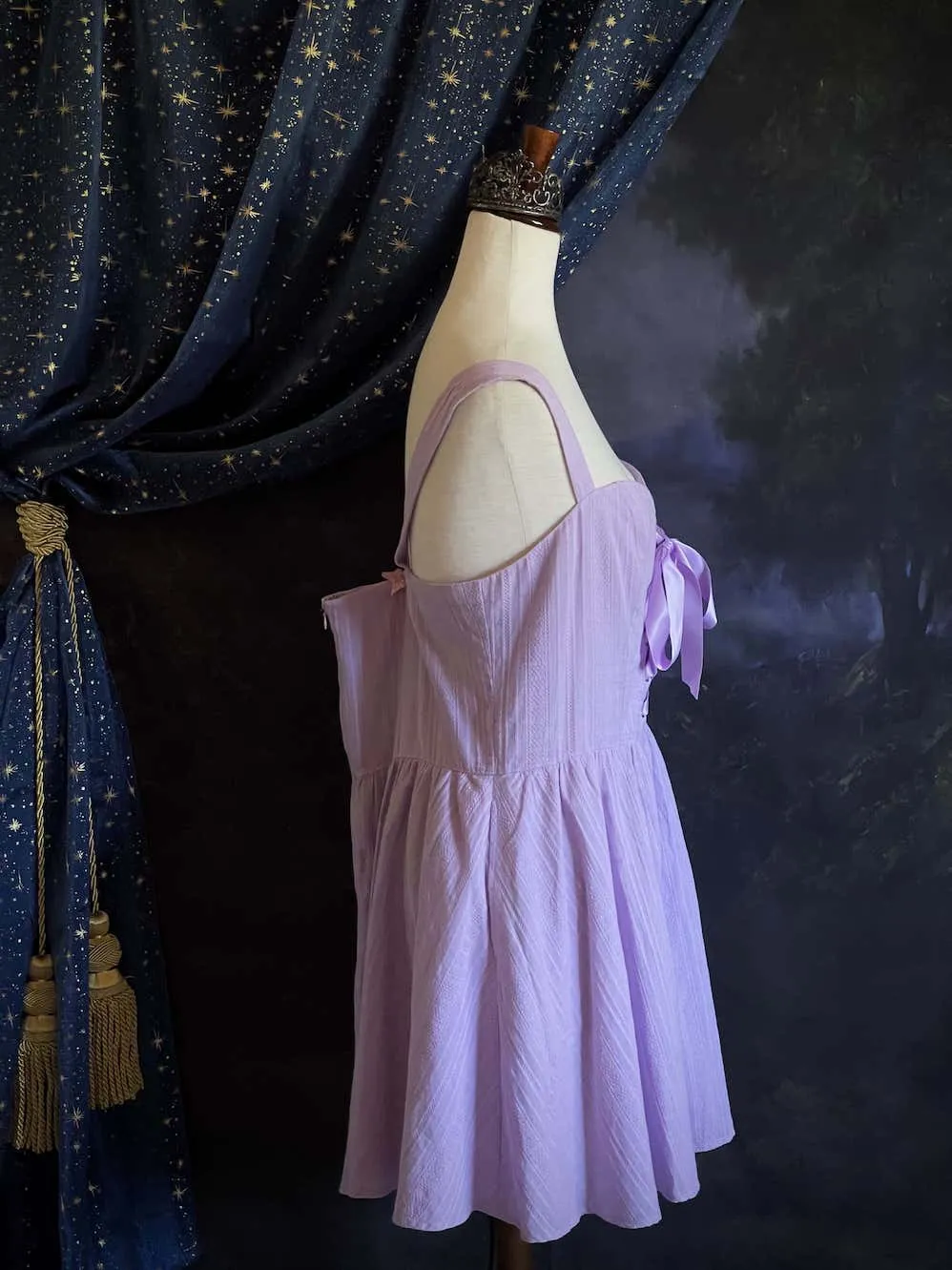 Medieval Fantasy Corset-Laced Mini Dress in Lavender - Size XL-XXL