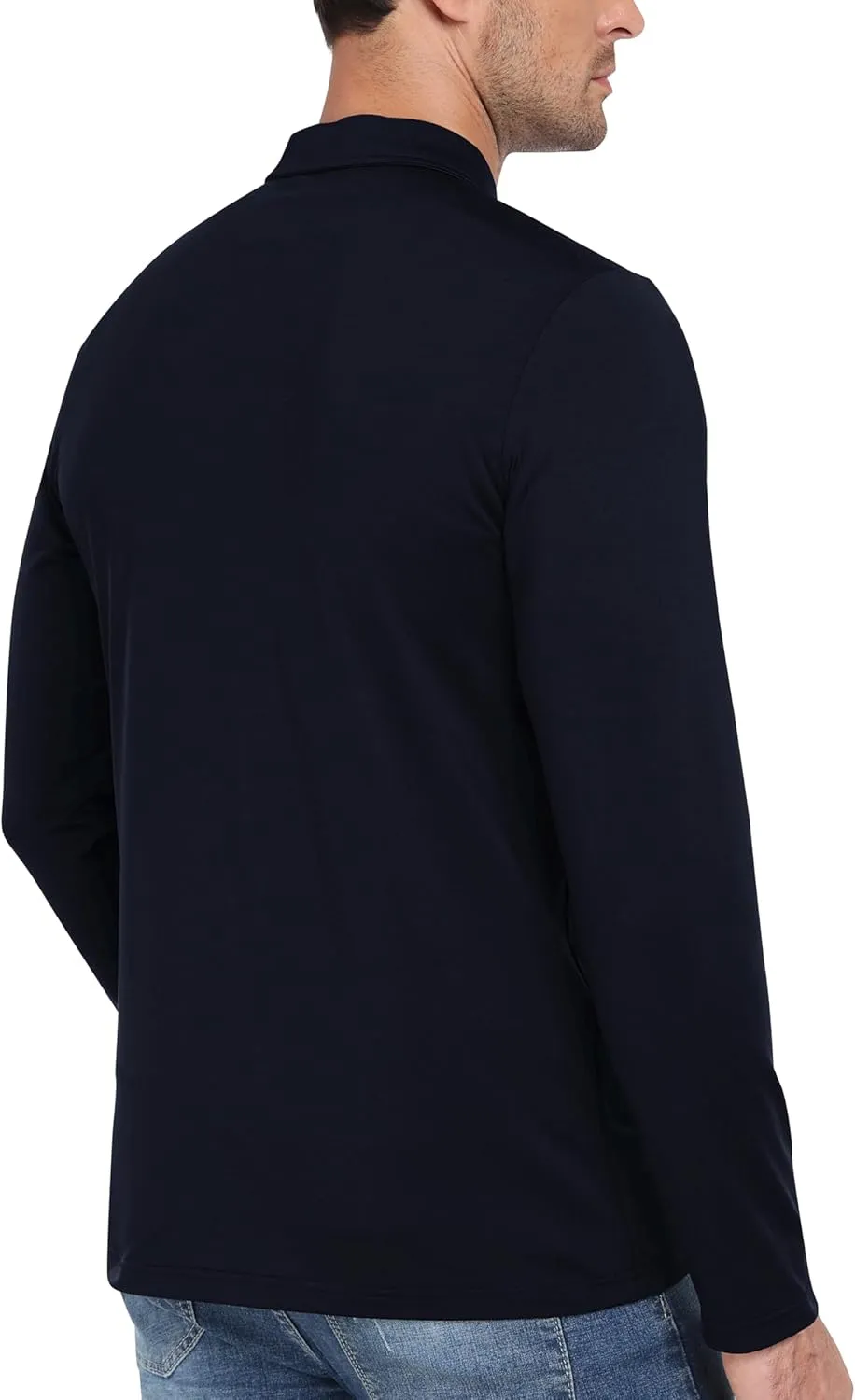 MoFiz Lightweight Men's Long Sleeve Polo Shirts Quarter Zipper Pullover Men's Polo Shirts