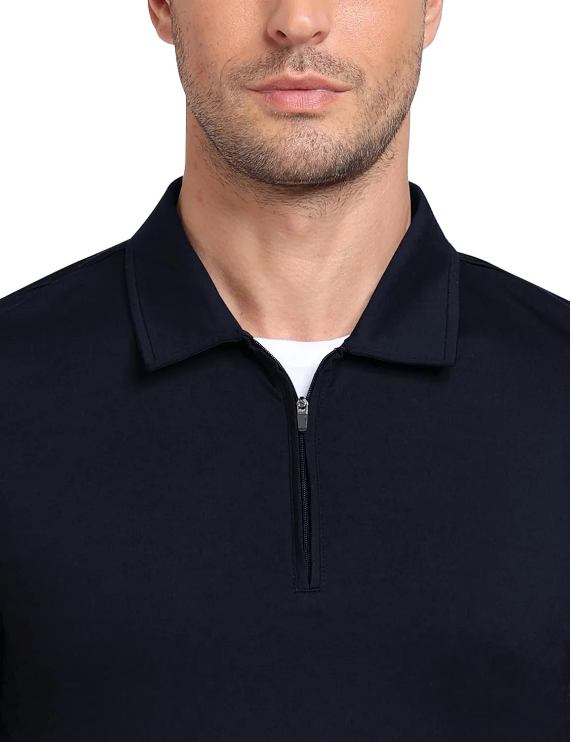 MoFiz Lightweight Men's Long Sleeve Polo Shirts Quarter Zipper Pullover Men's Polo Shirts