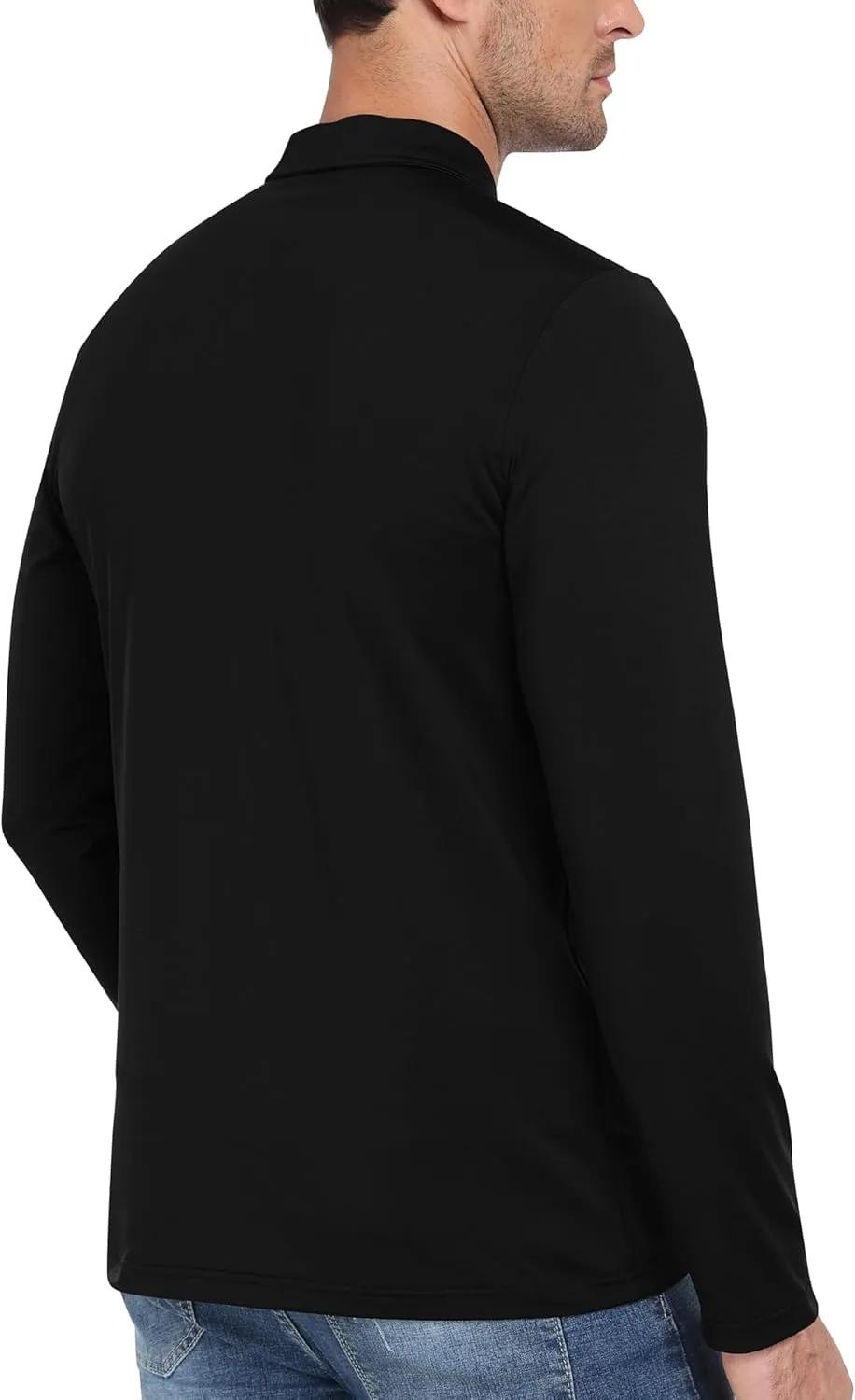 MoFiz Lightweight Men's Long Sleeve Polo Shirts Quarter Zipper Pullover Men's Polo Shirts