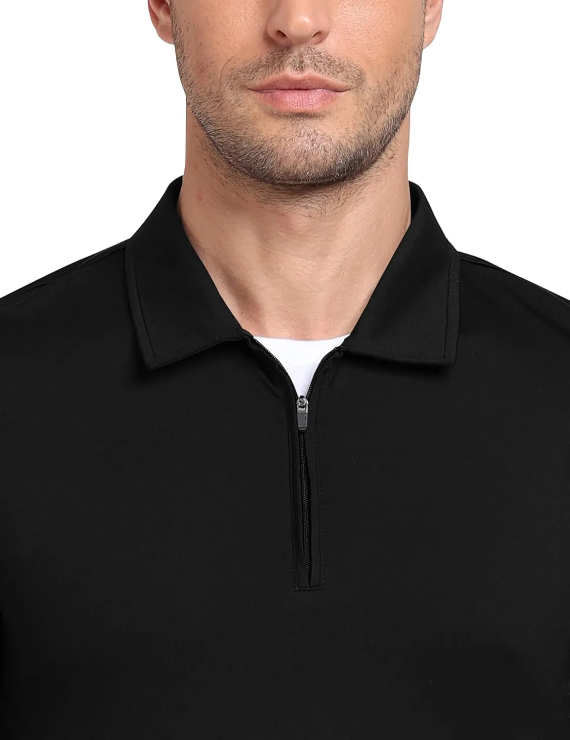 MoFiz Lightweight Men's Long Sleeve Polo Shirts Quarter Zipper Pullover Men's Polo Shirts