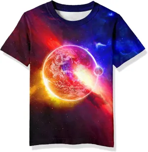 Neemanndy Teens Boys Girls Shirts 3D Print Colorful Design Graphic Tee Shirt with Short Sleeve for Kids 6-16 Years