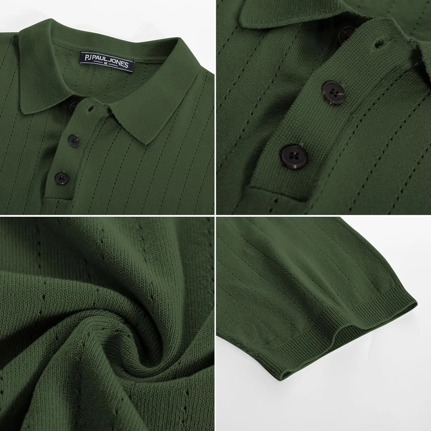 PJ PAUL JONES Men's Polo Shirts Short Sleeve Hollow Out Knit Polo Shirts Summer Lightweight Polo Sweater