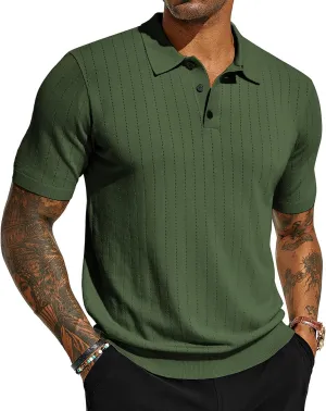 PJ PAUL JONES Men's Polo Shirts Short Sleeve Hollow Out Knit Polo Shirts Summer Lightweight Polo Sweater