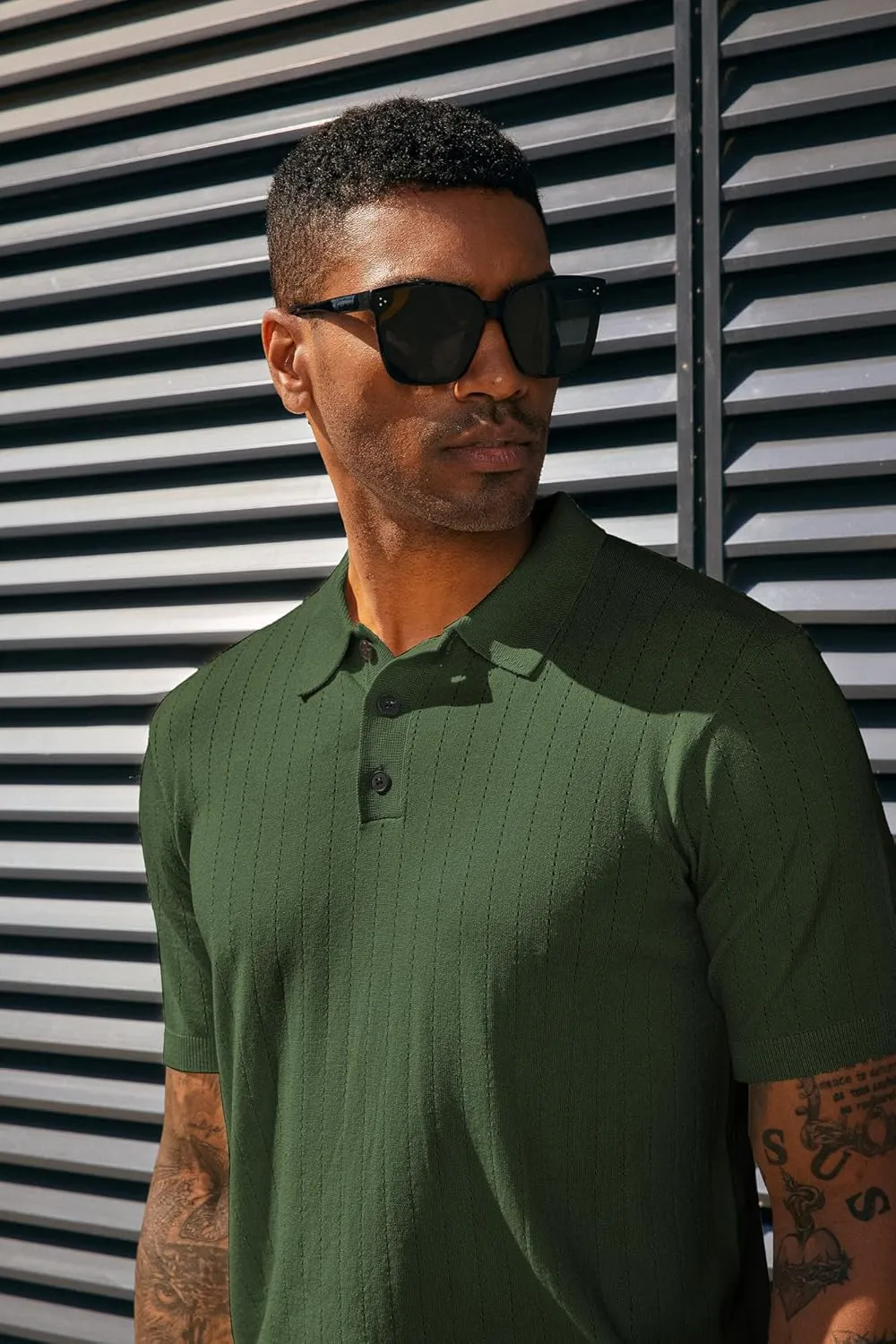 PJ PAUL JONES Men's Polo Shirts Short Sleeve Hollow Out Knit Polo Shirts Summer Lightweight Polo Sweater