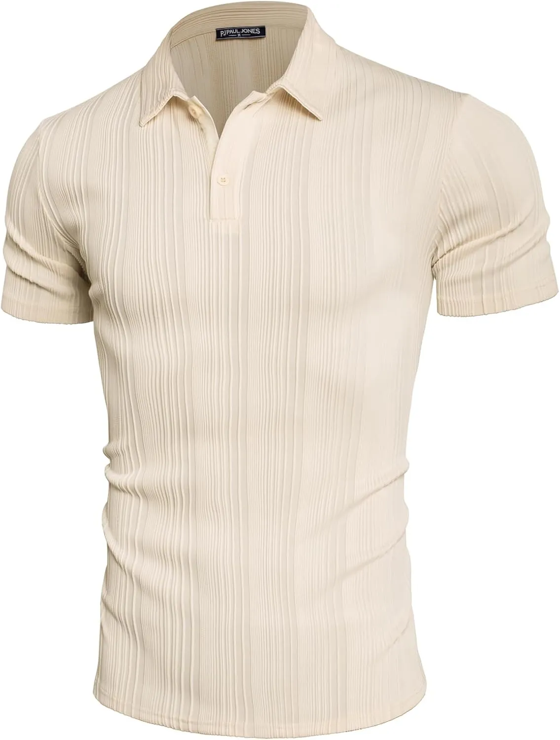 PJ PAUL JONES Mens Textured Knit Polo Shirts Regular Fit Stretchy Golf Shirts
