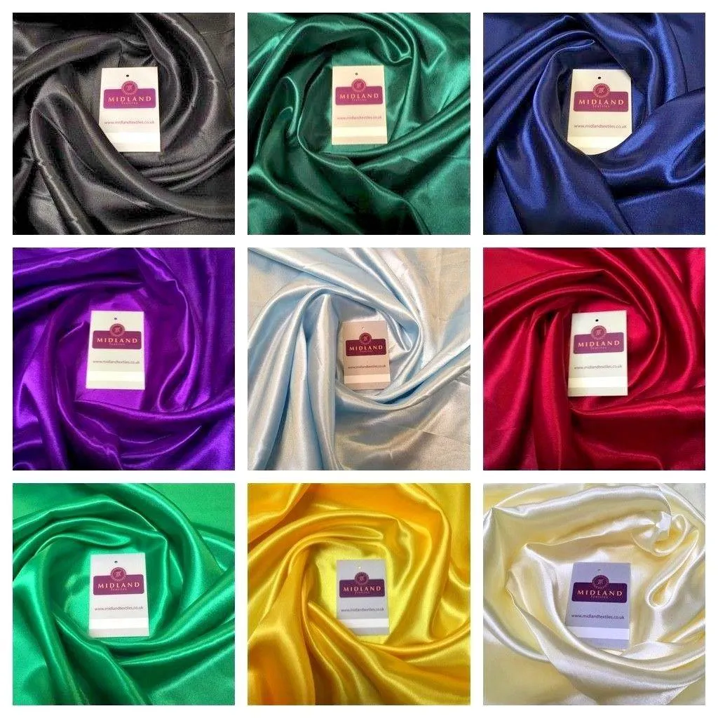 Plain Smooth Silky Satin Dressmaking Fabric 58" Wide MS909 Mtex
