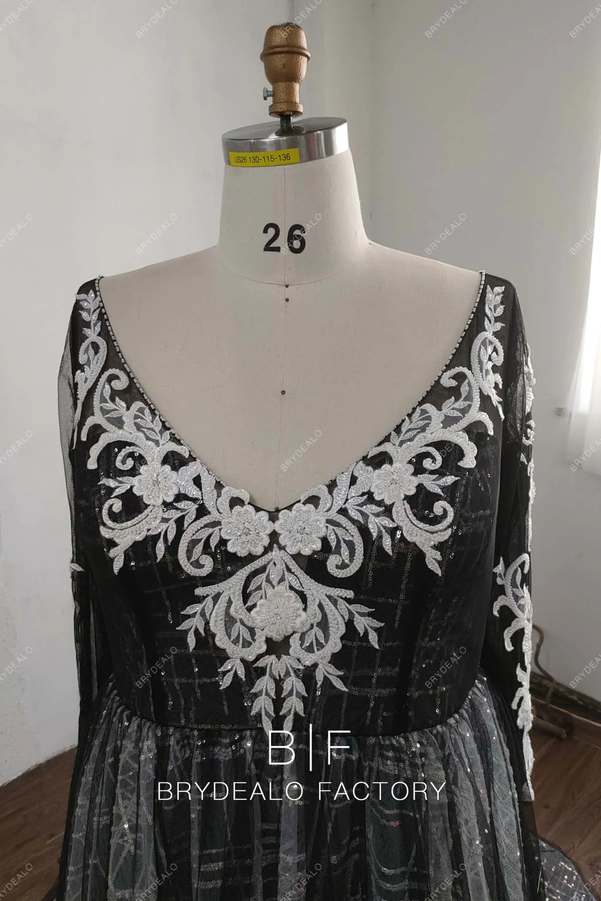 Plus Size Modern V-neck Sparkly Long Train Destination Bridal Dress