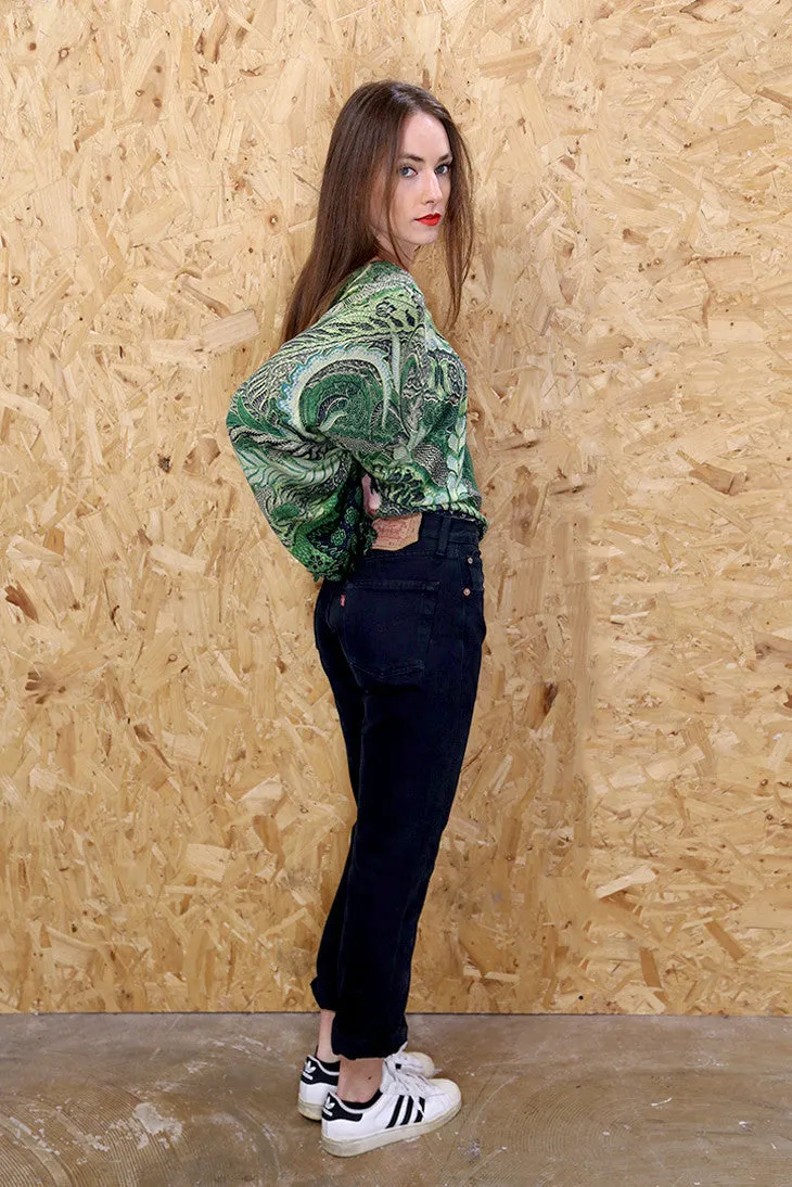 Relaxed Fit Leaf Print Tassel Top