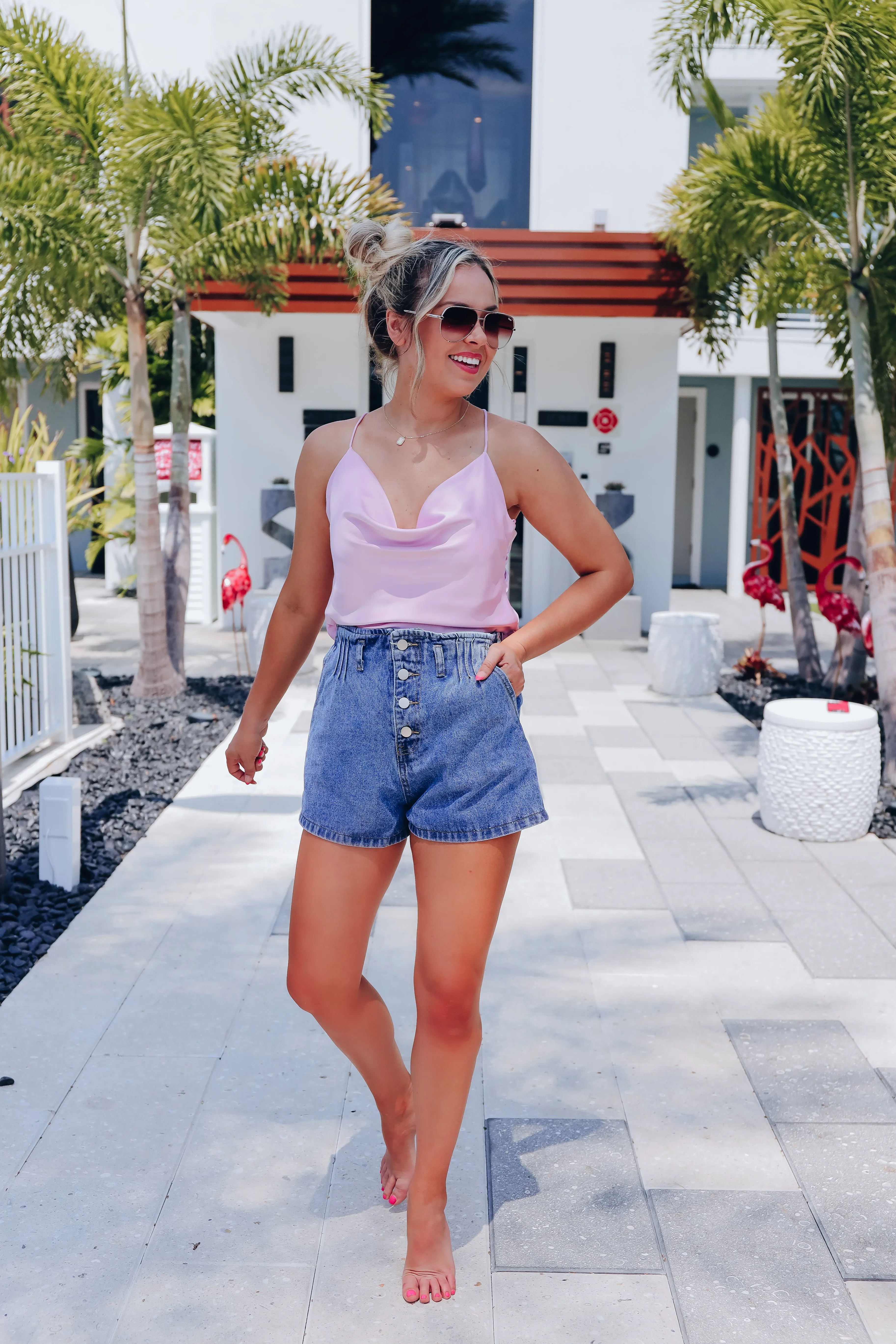 Sassy Side Satin Crop Top - Lavender