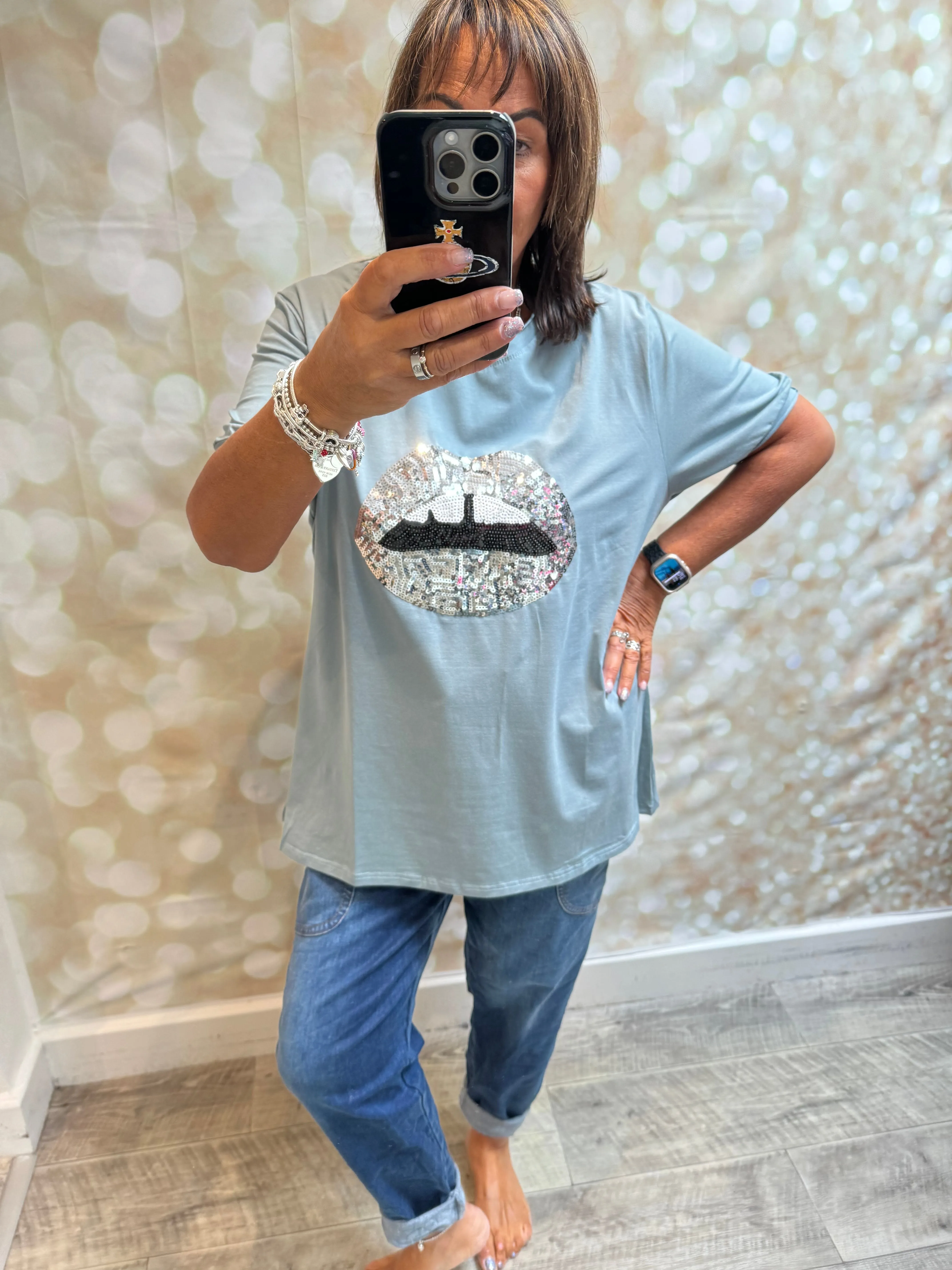 Sequin Lips  T shirt