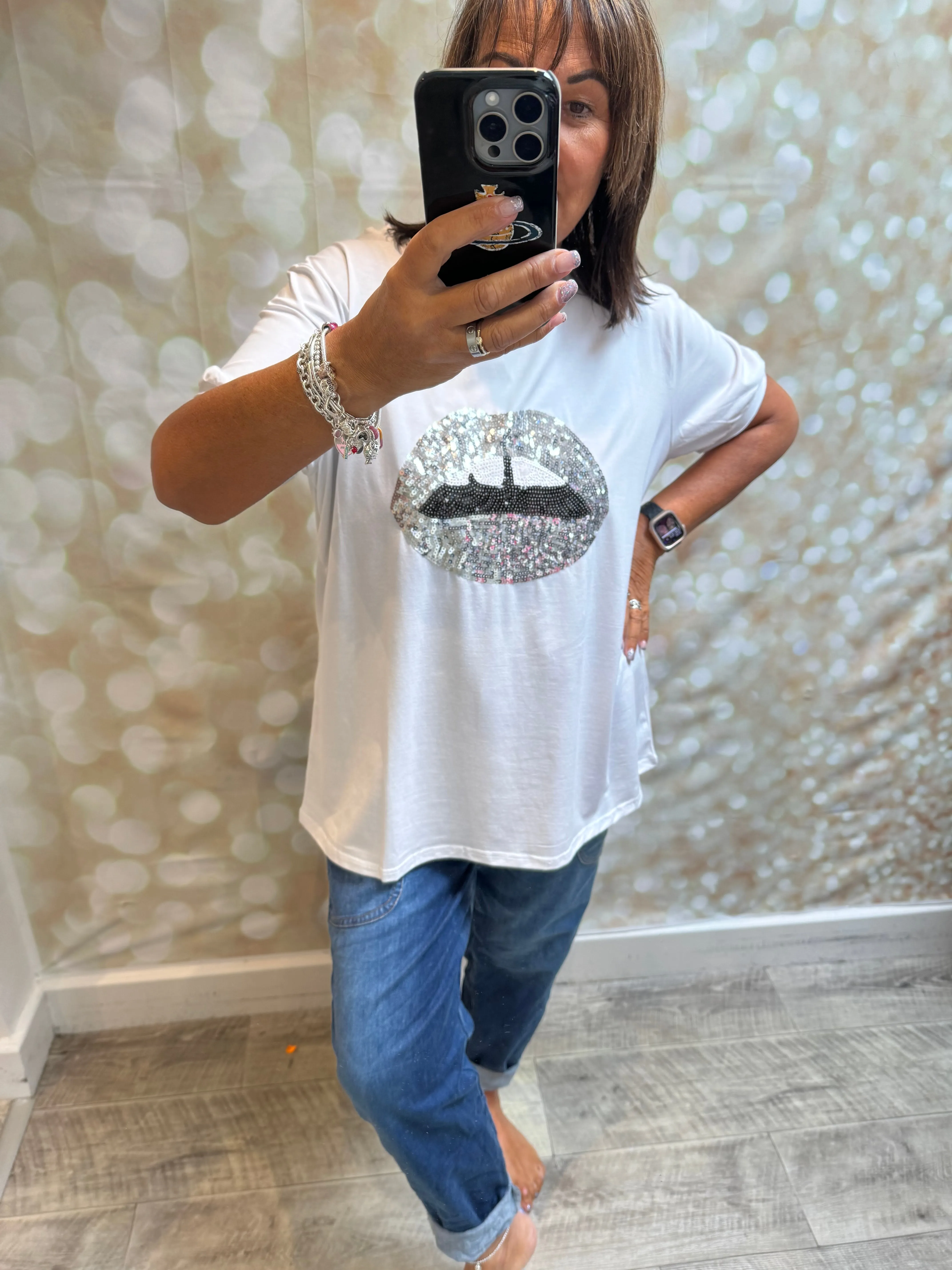 Sequin Lips  T shirt