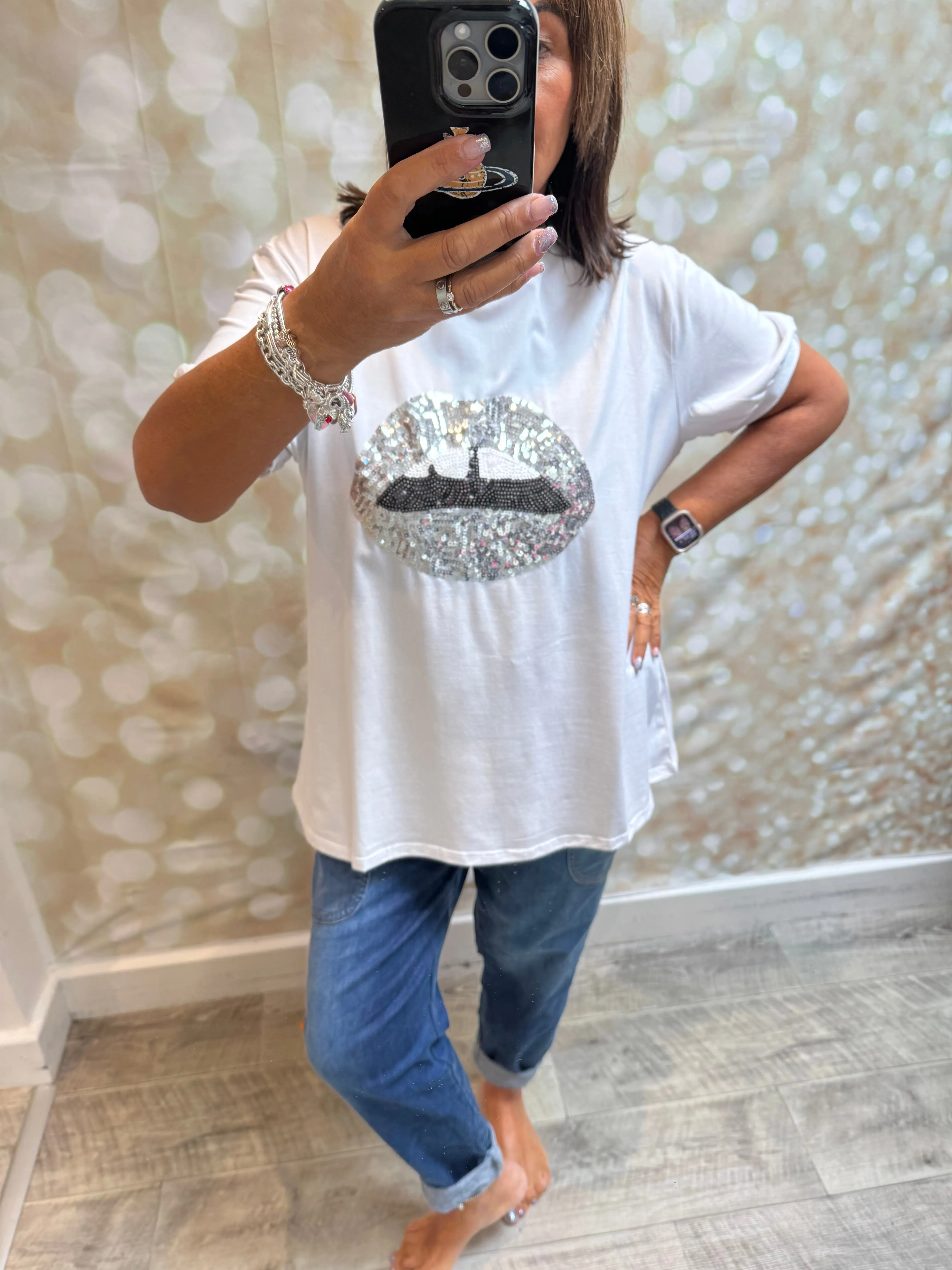 Sequin Lips  T shirt