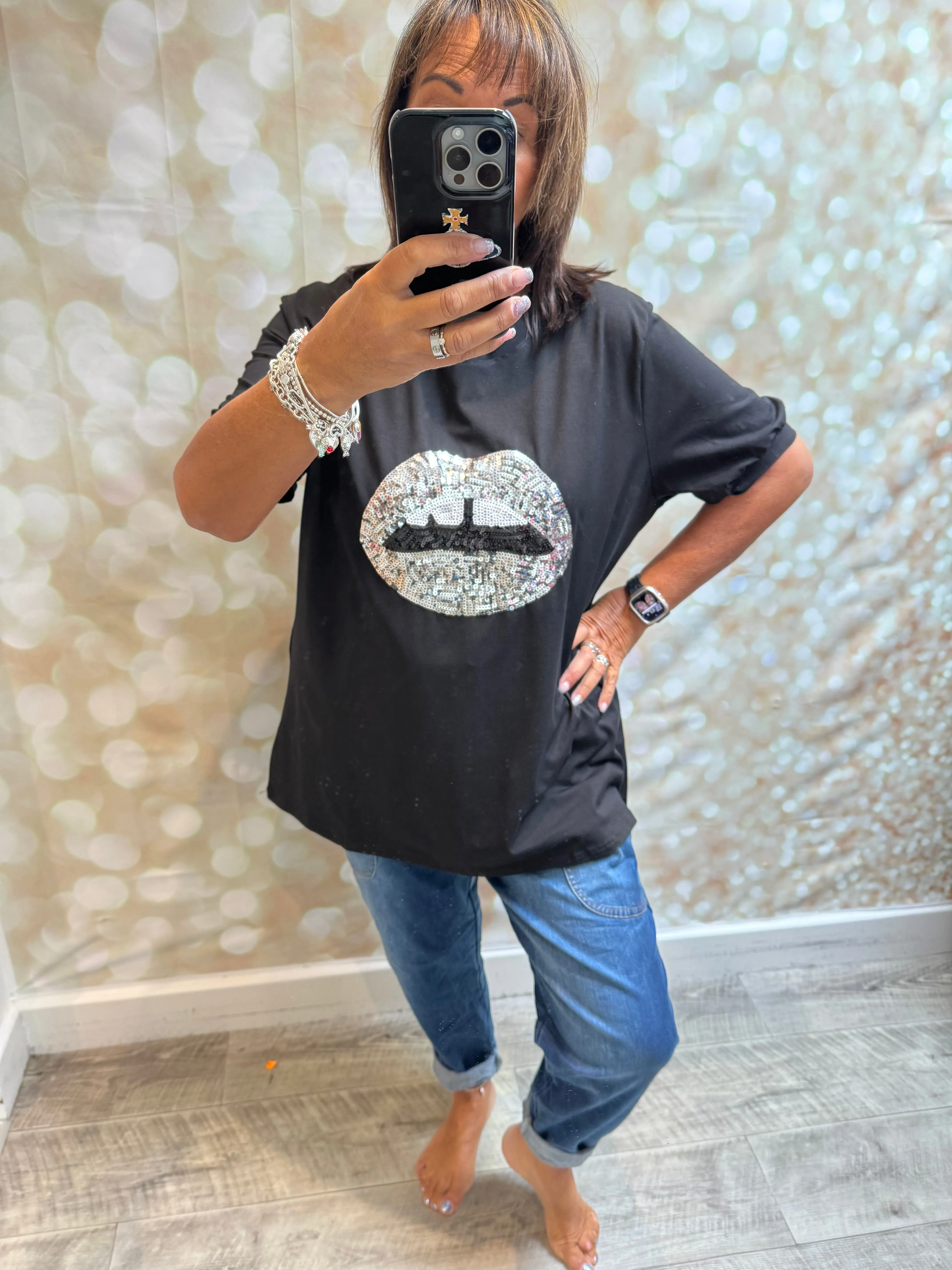 Sequin Lips  T shirt
