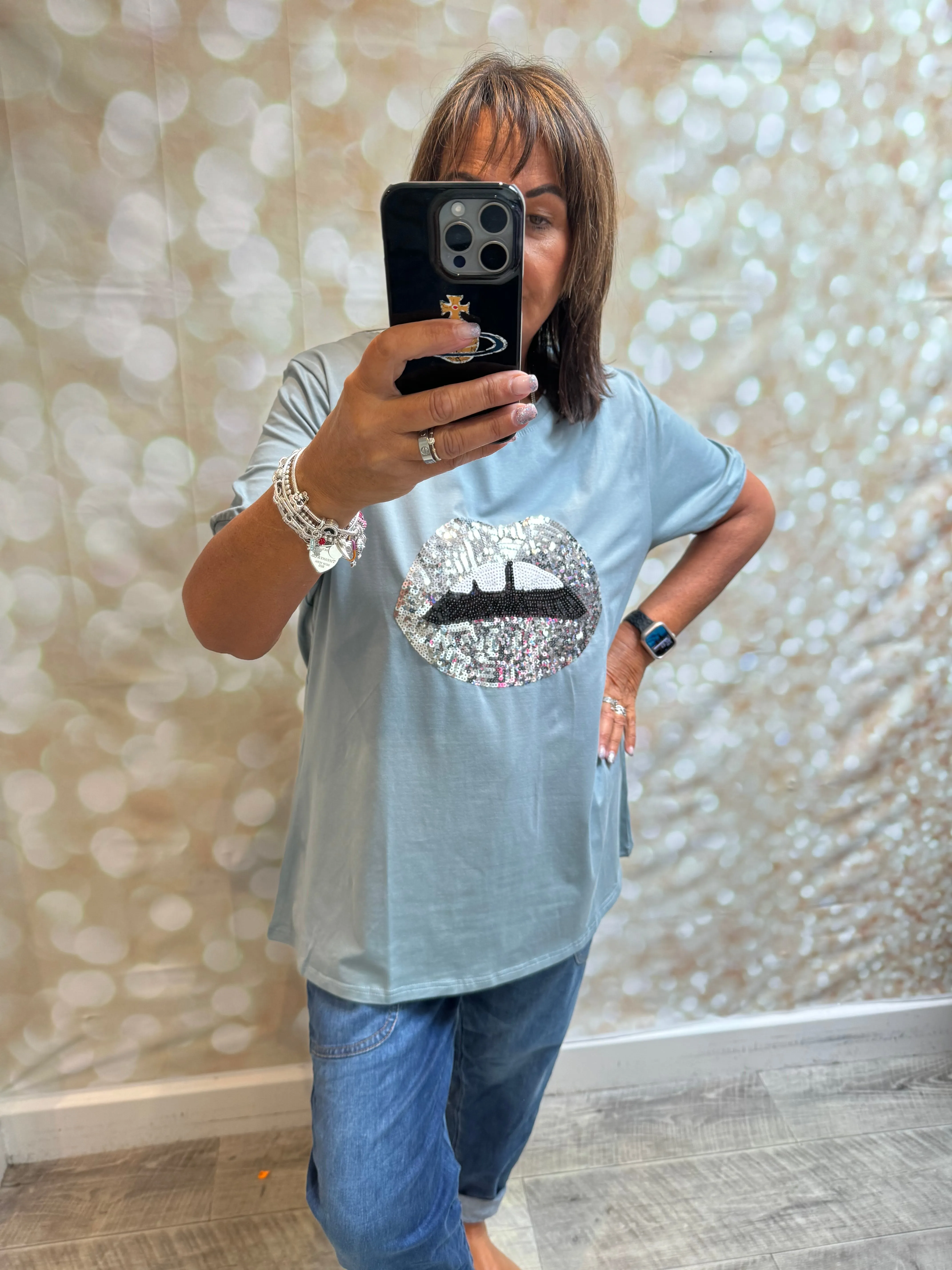 Sequin Lips  T shirt