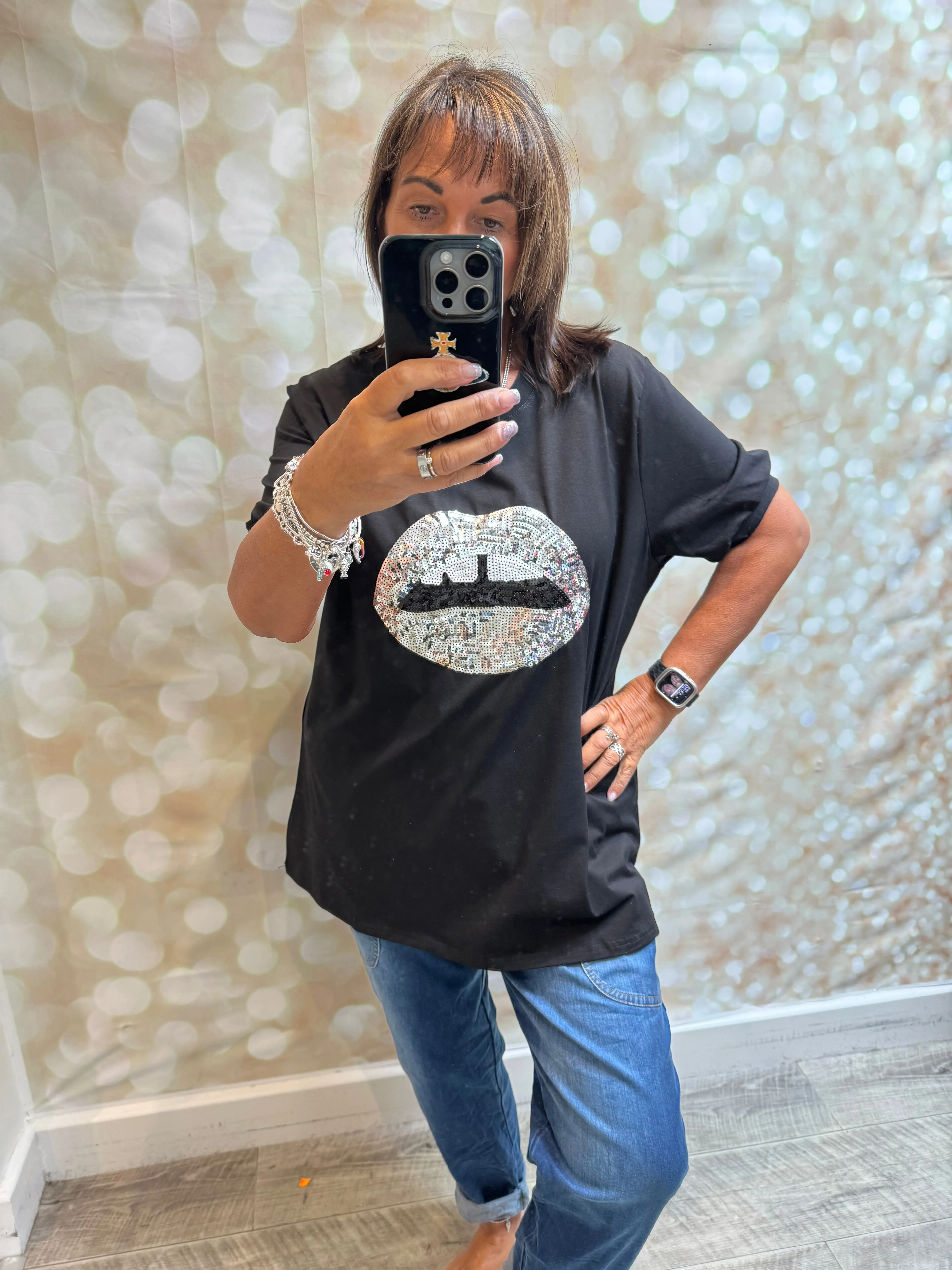 Sequin Lips  T shirt