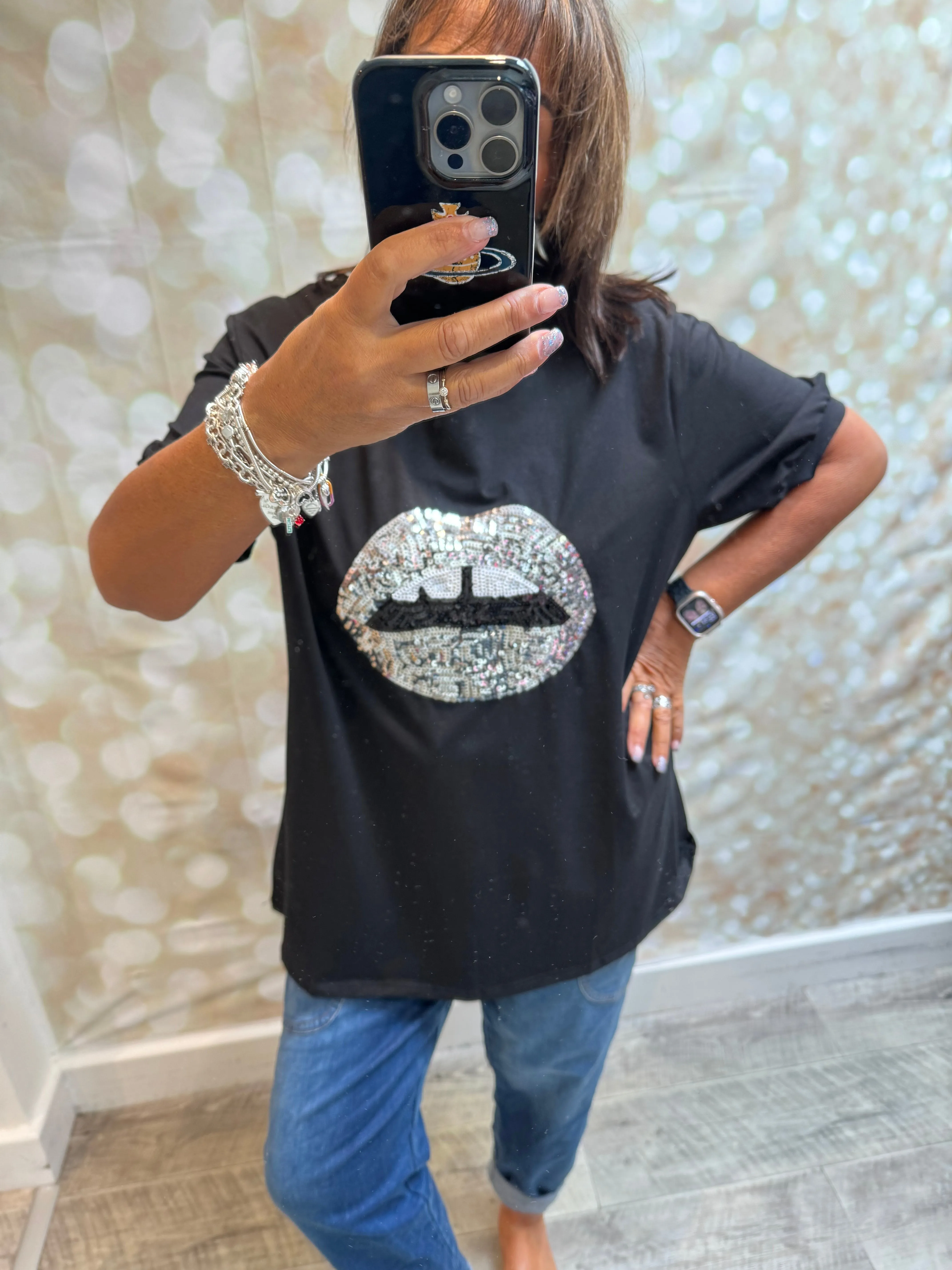 Sequin Lips  T shirt