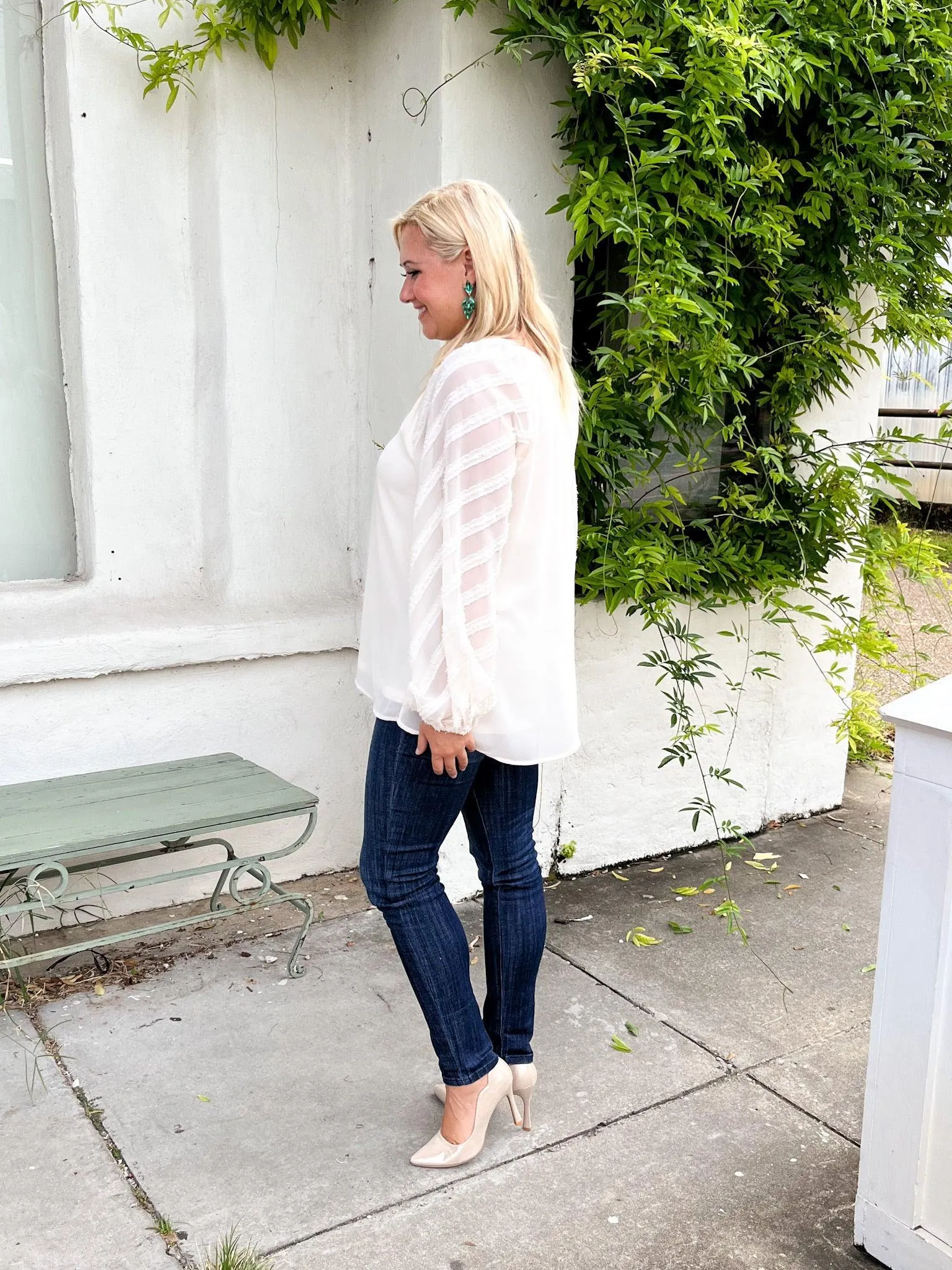 Sheer Lines Cream Top