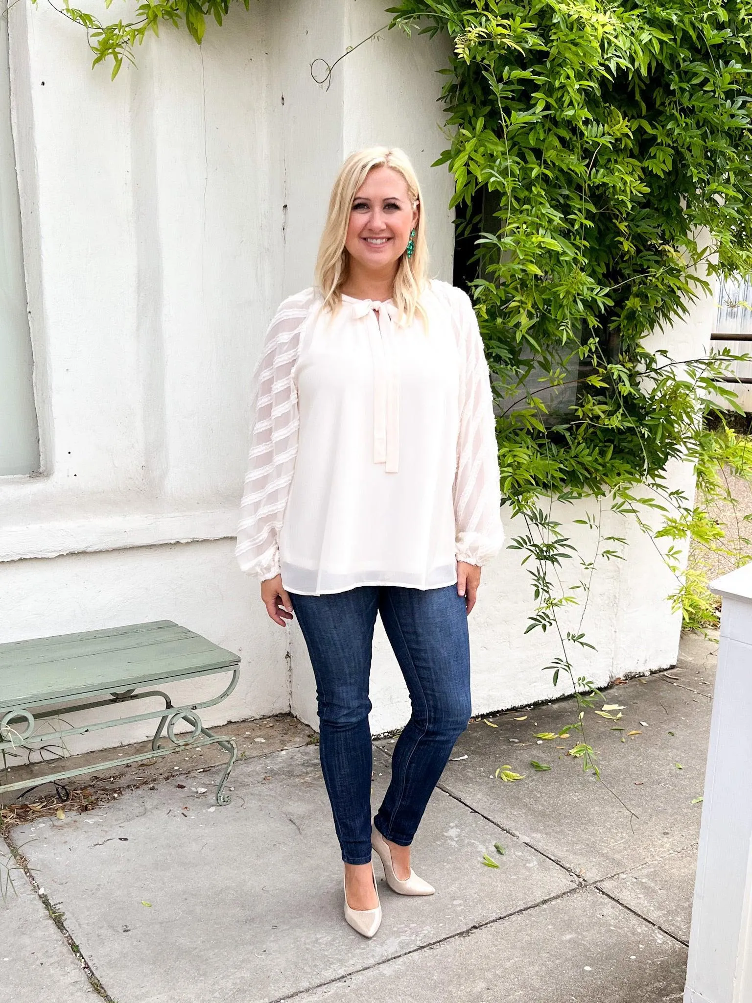 Sheer Lines Cream Top