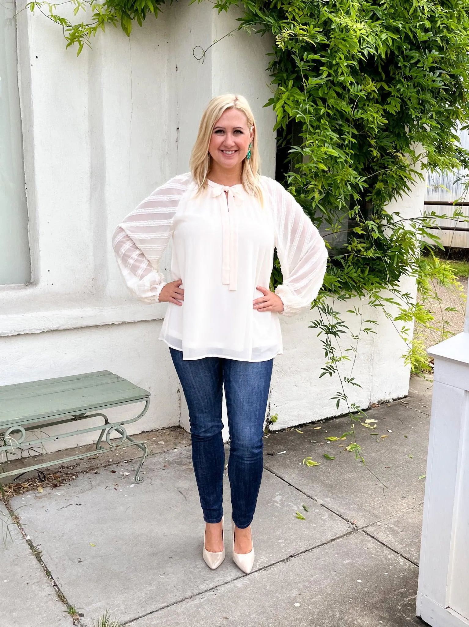 Sheer Lines Cream Top