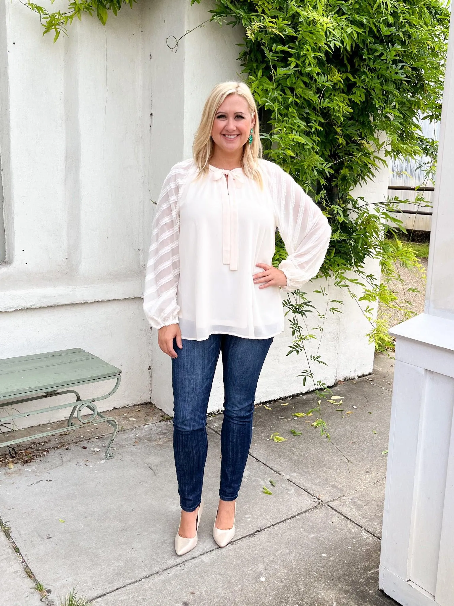 Sheer Lines Cream Top