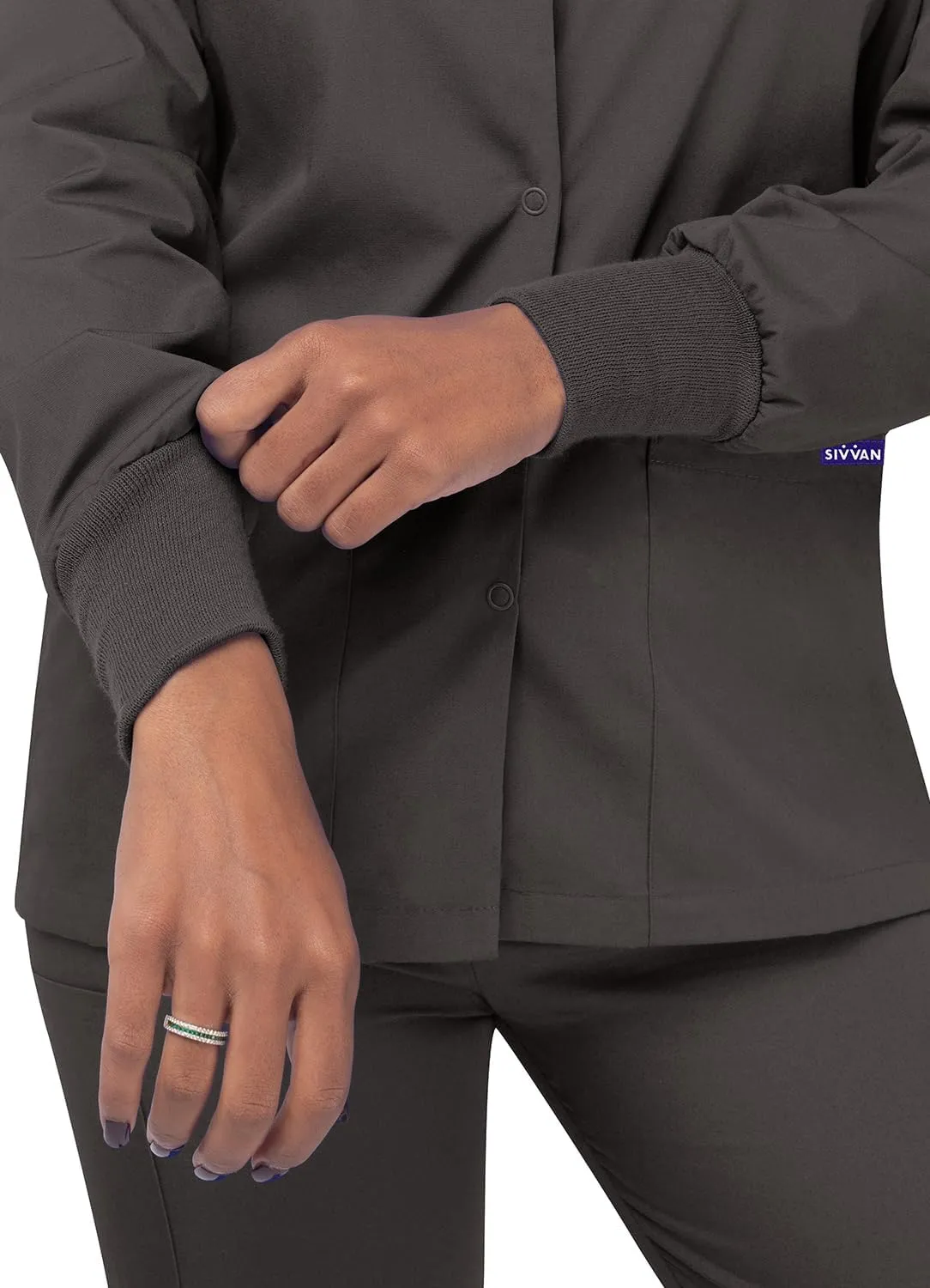 Sivvan Scrubs for Women - Front Snap Warm - Up Jacket