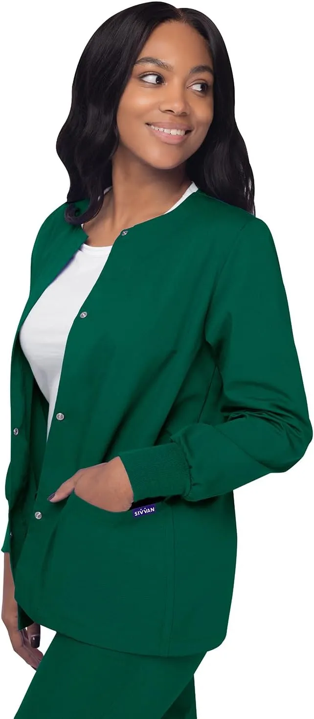 Sivvan Scrubs for Women - Front Snap Warm - Up Jacket