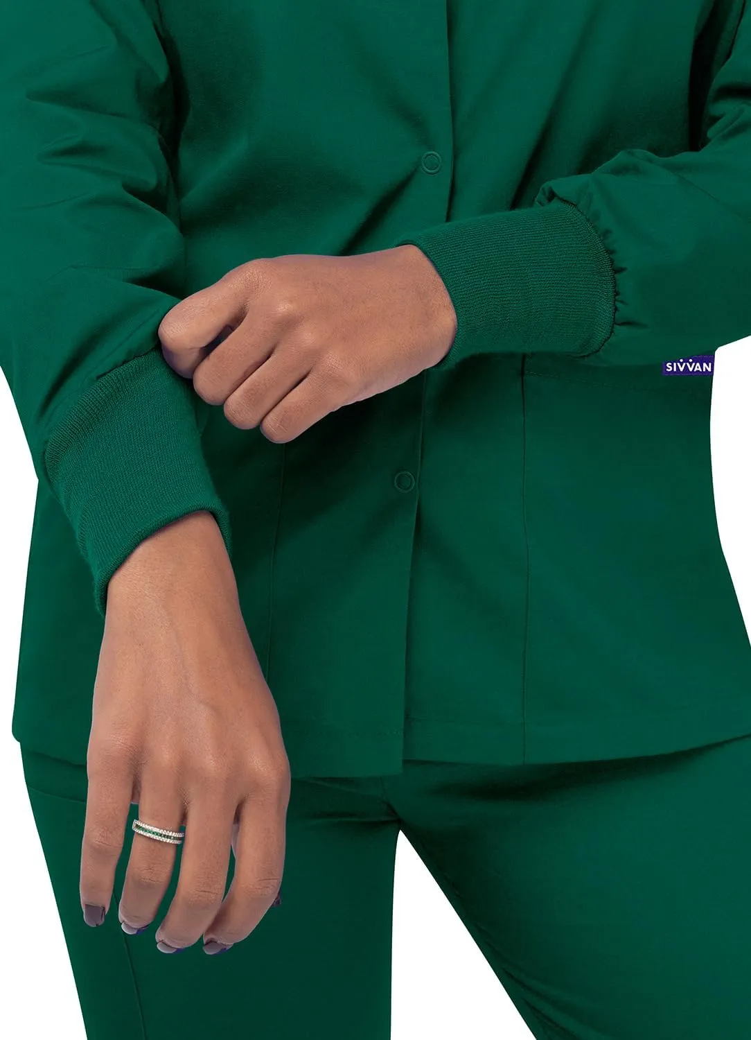 Sivvan Scrubs for Women - Front Snap Warm - Up Jacket