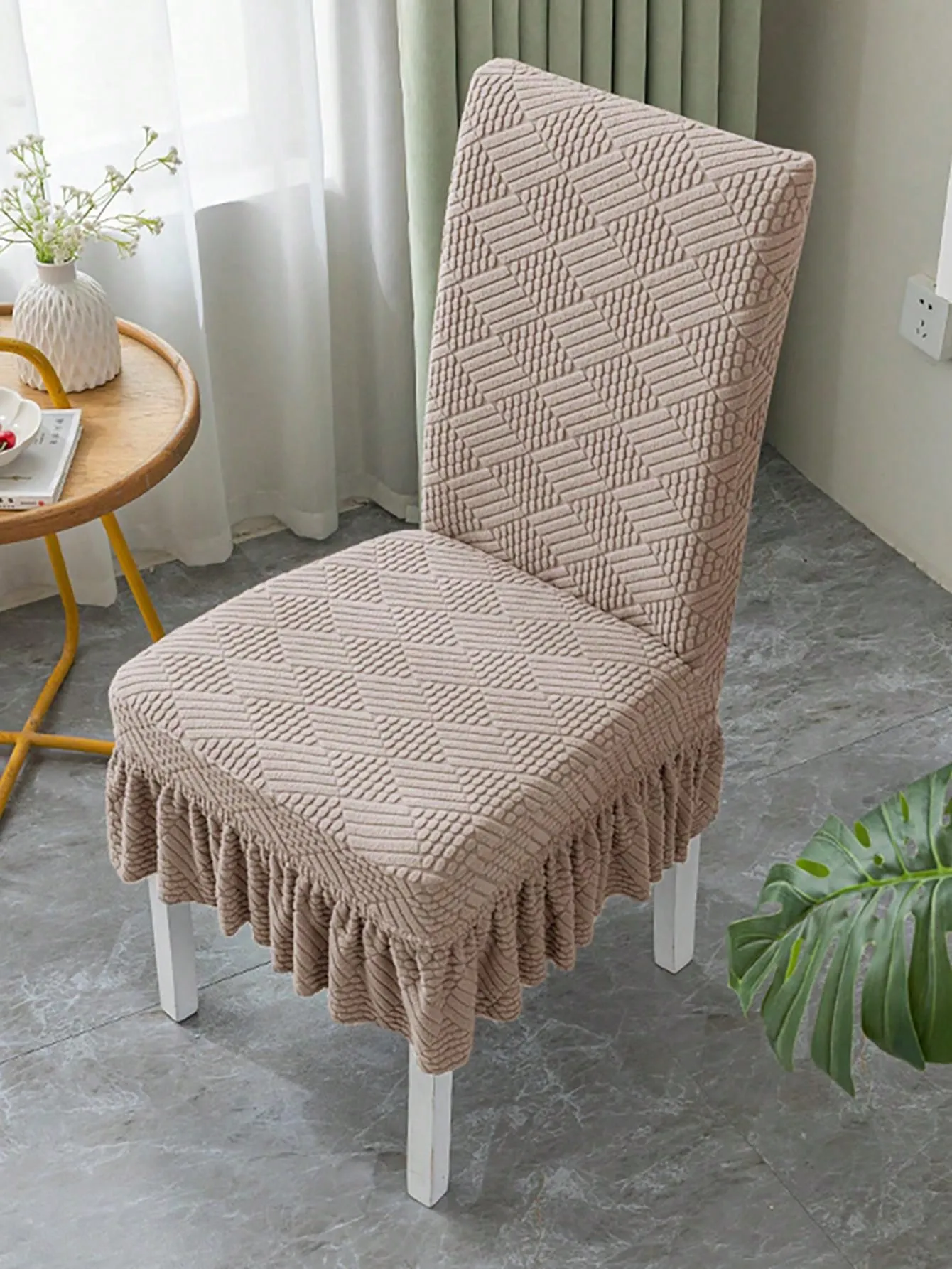 Snow Bud, Short Skirt , Elastic Table Chair Cover, Modern Simple, Stool Cover, Cover Back One, Dustproof Elastic, Durable Soft, Comfortable Universal